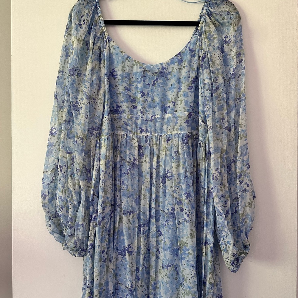 & Other Stories Blue Smocked Sundress with Bishop Sleeves - Picture 5 of 5